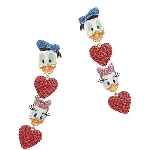 BaubleBar Donald & Daisy Heart Drop Earrings
